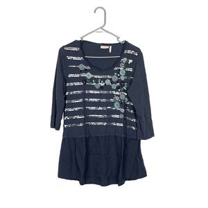 Logo lavish Lori gold sequins embroidered top size medium fairy whimsical